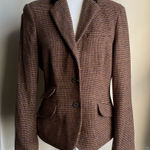 CHAPS  Wool Blend Houndstooth Blazer Elbow Patches 3 Button Single Breasted Photo 0
