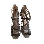 Coach Pewter Silver Metallic Leather Cage Heels Size 9 Photo 4
