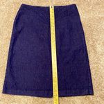 To The Max || Dark blue denim pencil skirt with front design. Photo 4