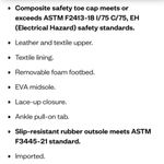 Avenger A1010 Electra CT size 11 work, safety, utility shoe w/ composite toe. Black Photo 8