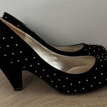Simply Be Black Gold Studded Block Heel Pumps Size 7‎ Party Shoes Dressy Holiday Photo 0