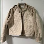 Anthropologie Women's Cream and Tan Quilted Jacket Size L Photo 3