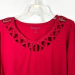 Roamans Plus Size 18W 20W Top‎ Large Solid Red Cutout Neckline 3/4 Sleeve 174 Photo 4