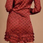 Lulus Nice Try Red Paisley Print Satin Ruffled Mini Skirt Photo 1