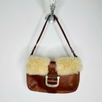 UGG  Australia Leather Shoulder Bag Sherpa Lined Purse Cognac‎ Brown Buckle Photo 7