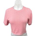 ZARA Women's Pink Cable Knit Short Sleeve Pullover Sweater Shirt Crop Top Size L Photo 0