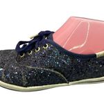 Kate Spade Keds for  Navy Blue Glitter Satin Lace-Up Sneakers WF52389 Size 6‎ Photo 4