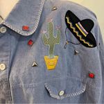 Vintage Bonnie Blair Embroidered Denim Shirt Jacket Western Cowgirl Glam Sz 3X Blue Photo 3
