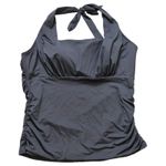Lands' End  Black Halter Top Ruched Side Tankini Top 18 L Long NEW with Tags Photo 0