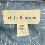 Cloth & Stone | Small | Chambray Floral Faux Wrap V-Neck Roll-Tab Sleeve Romper Photo 4