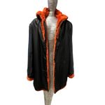 Womens Orange Dyed Sheared Beaver Genuine Fur Hooded Zip Jacket Coat Size Large Photo 7