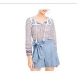J.Crew Point Sur Shirt Blouse Boho Blue Red White Tassel Photo 1