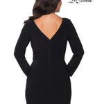 La Femme  Curve Formal Gown Plunging Long Sleeve Jersey Black 18W Photo 3