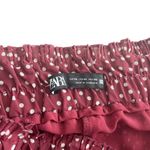 ZARA Burgundy Red Polka Dot Print Pleated Tie Waist Maxi Skirt Size XL Photo 1