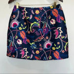 Ted Baker 
Dark Blue Soonah Folk Foliage‎ Pleat Mini Skirt size 3 Photo 1