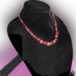 PANNEE by Panacea Elegant floral Silver Burgundy Beaded Necklace lightweight 20” Red Photo 2