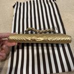 Henri Bendel Plaza Zip Around Wallet Clutch Python Snake Gold Blocked Leather Photo 7