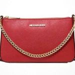 Michael Kors Jet Set Medium Saffiano Leather Crossbody Bag With Gold Chain Strap Photo 0