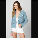 BLANK NYC Brickwall Ocean Wave Blue Faux Suede Moto Jacket XS NWT Photo 1