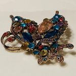 Butterfly Rhinestone Brooch, Multicolor Gold Photo 2