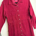 Vintage 90s FADS Corduroy Shirt Dress Sz 14 Red Button Front Long Sleeves Photo 3