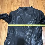 Mackage  Black Leather Moto Diagonal Zip Jacket Size XS Rib Sleeve Panel Photo 7