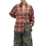 BDG Rick Boyfriend Flannel Shirt Urban Outfitters RED STRIPE NWT Size Small Photo 1
