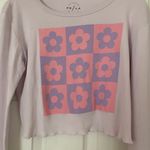 PacSun NWOT Floral Print Long Sleeve Ruffle Hem Sleeves Purple Pink Crop Top Photo 1