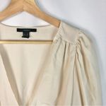 Forever 21  Cream Button Front Puff Sleeve Cropped Top S Photo 2