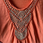 Chico's Orange beaded embellished blouse boho festival cruise vacation resort wood hippy Photo 2