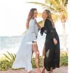 DUSTER BEACH COVER UP Open KIMONO T. ZOVICH Bell Sleeve Ecofriendly White Small Photo 10