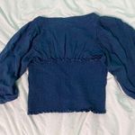 American Eagle Puff Sleeve Smocked Cropped Blouse Photo 3
