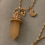 28” to 30” Necklace 1” Quartz Pendant Rhinestones Top Moon Diamond Charm Gold Photo 2