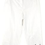 Loft Ann Taylor Ann Pants Cropped 10 White Embroidered Flowers Photo 0