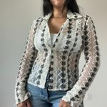 Kenar Mesh embellished top button down long sleeve artsy Photo 2