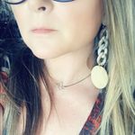 Long Acrylic disk and chain link earrings Photo 2