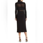 Elegant Black Long Sleeve Midi Dress With Side Slit Women’s Size Large Photo 2