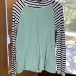 Orvis Colorblock Green Blue Striped Pullover Hoodie Sweater Size Large Photo 0