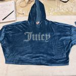 Juicy Couture Velour Blue Hoodie Loungewear Y2K Pullover Casual Size Large Photo 2