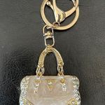 New Bedazzled Mother of pearl w crystals bag charm keychain Gold Photo 0