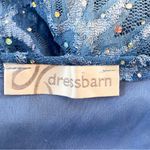 Dress Barn Y2K Blue Sequin Mesh Top M Sparkle Stretch Scoop Neck 3/4 Sleeve USA Photo 6