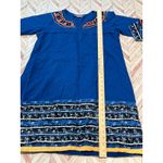 Rini Blue Embroidered Boho Tunic Dress XL Cotton V Neck 3/4 Sleeve Hippie Photo 4