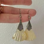 Shell Fan Silver Earrings Vintage “Persephone” Mother of Pearl Mermaidcore Femme White Photo 9