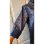 Chico's Women's Blue Floral Metallic Shimer Roll Tab Sleeve Jacket Size 1 Photo 5