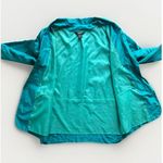 Vintage Womens Silk Blazer Teal Jacket 90s Oversize Single Button Size L Green Size L Photo 2
