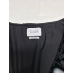 Saylor  Black Velvet Burnout Floral Pattern Romper with Long Sleeves. Size S Photo 3