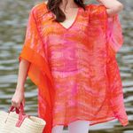 Charlie Paige Pink Orange Tie Dye Snake Print Swim Cover Poncho S/M P/M Photo 1