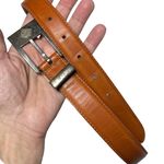 Ralph Lauren Polo Sterling Silver Buckle Leather Belt Size 28 Western Vintage Photo 1