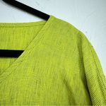 Flax  Green Linen Henley Shirt Womens S Blouse Lagenlook Breathable Basic Boho Photo 2