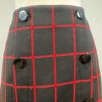 Loft black and red plaid button detailed Aline skirt size 0 NWOT Photo 2